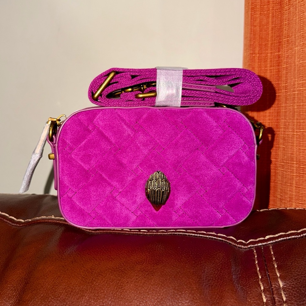 🔥🔥🔥NEW Kurt Geiger London Small Kensington Quilted Suede Camera Crossbody Bag - Picture 4 of 10